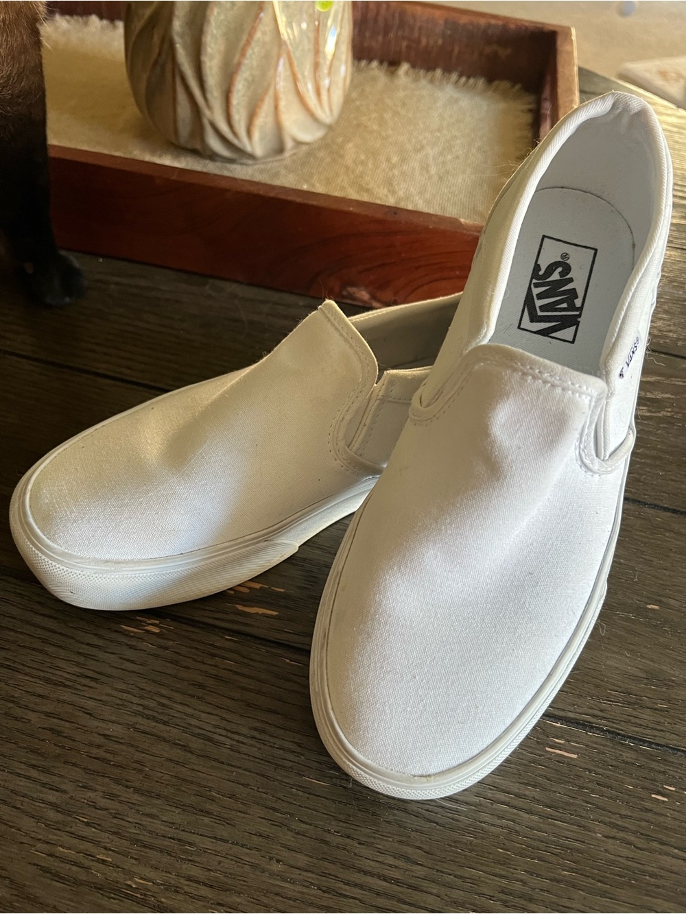 Vans White Canvas Slip-On Loafers
